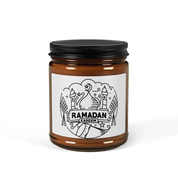 Ramadan Kareem Scented Soy Candle (Multi-Size, Amber Jar)