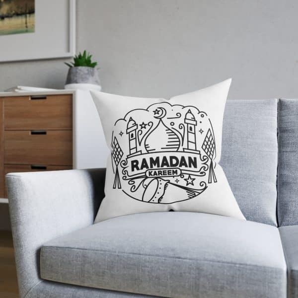 Ramadan Kareem Square Pillow - Pink Back - Image 12