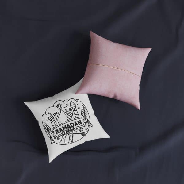 Ramadan Kareem Square Pillow - Pink Back - Image 3