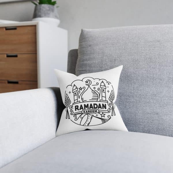 Ramadan Kareem Square Pillow - Pink Back - Image 4