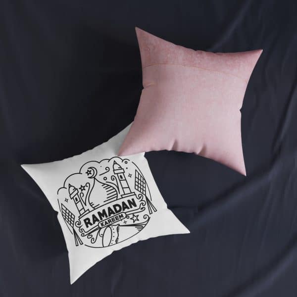 Ramadan Kareem Square Pillow - Pink Back - Image 11
