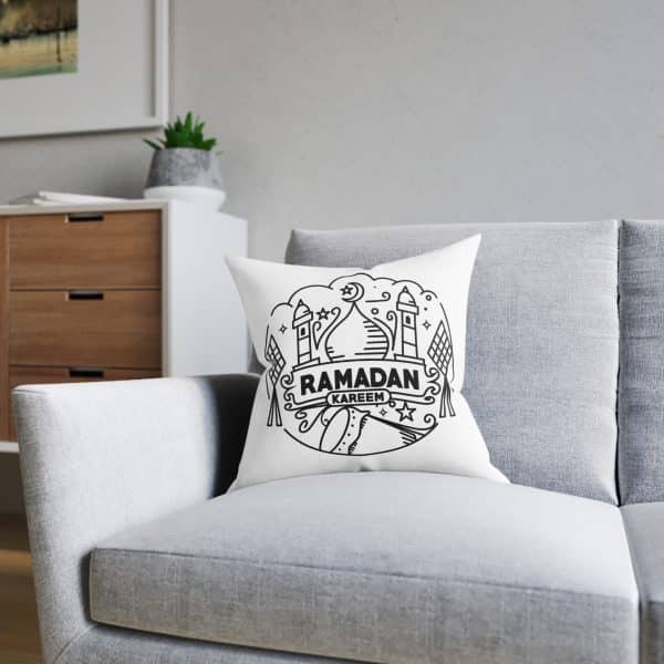 Ramadan Kareem Square Pillow - Pink Back - Image 8