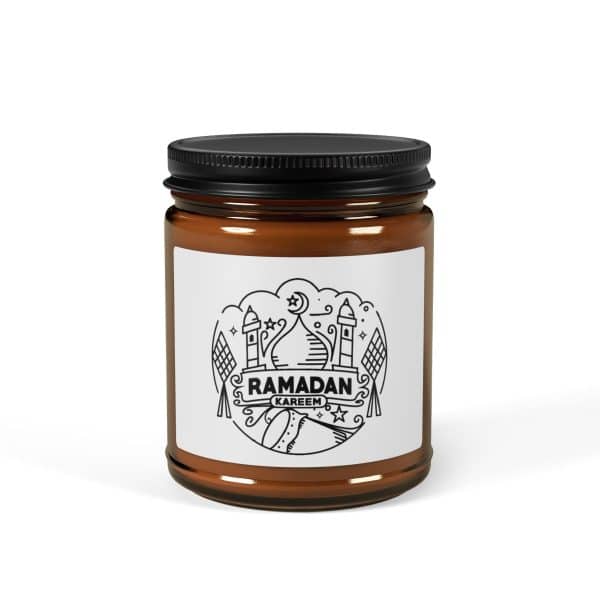 Ramadan Kareem Scented Soy Candle (Multi-Size, Amber Jar)